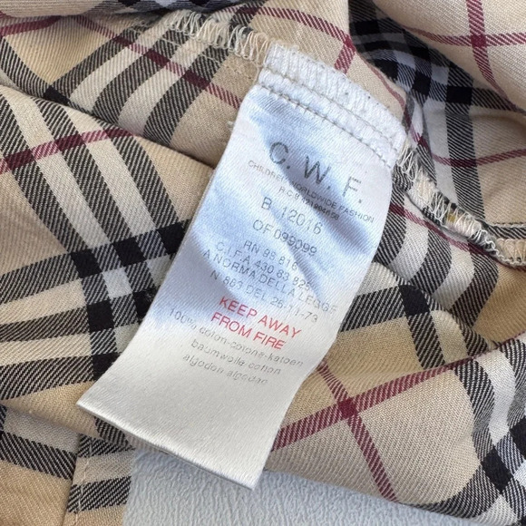 Kid Dress button down 14T Burberry beige short sleeves - Picture 4 of 4